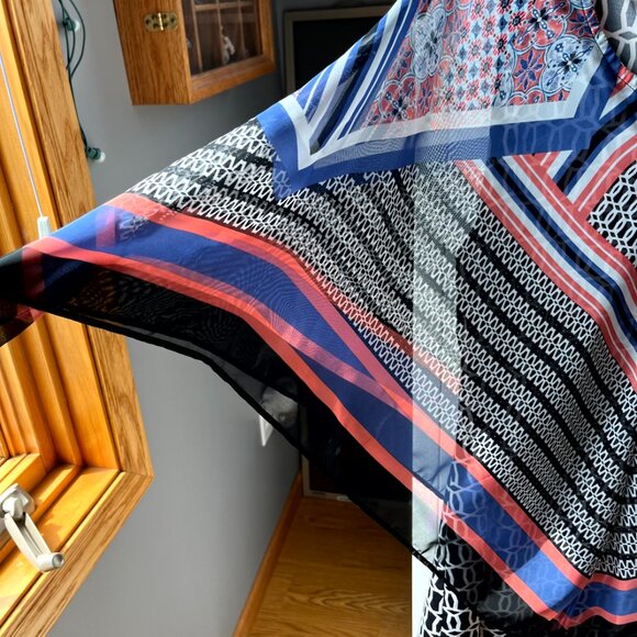 EUC AB Studio Print Scarf Medium Short Sleeve Blouse - Picture 4 of 5